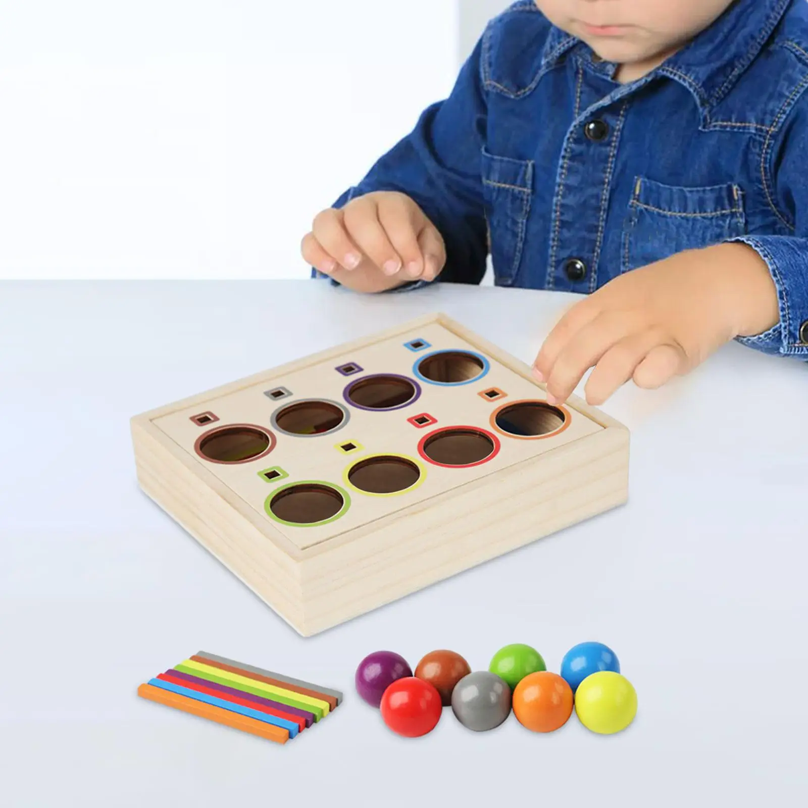 Caja de juegos de clasificación Montessori, juguete sensorial de madera para el desarrollo de niños, habilidades motoras finas, regalos de vacaciones