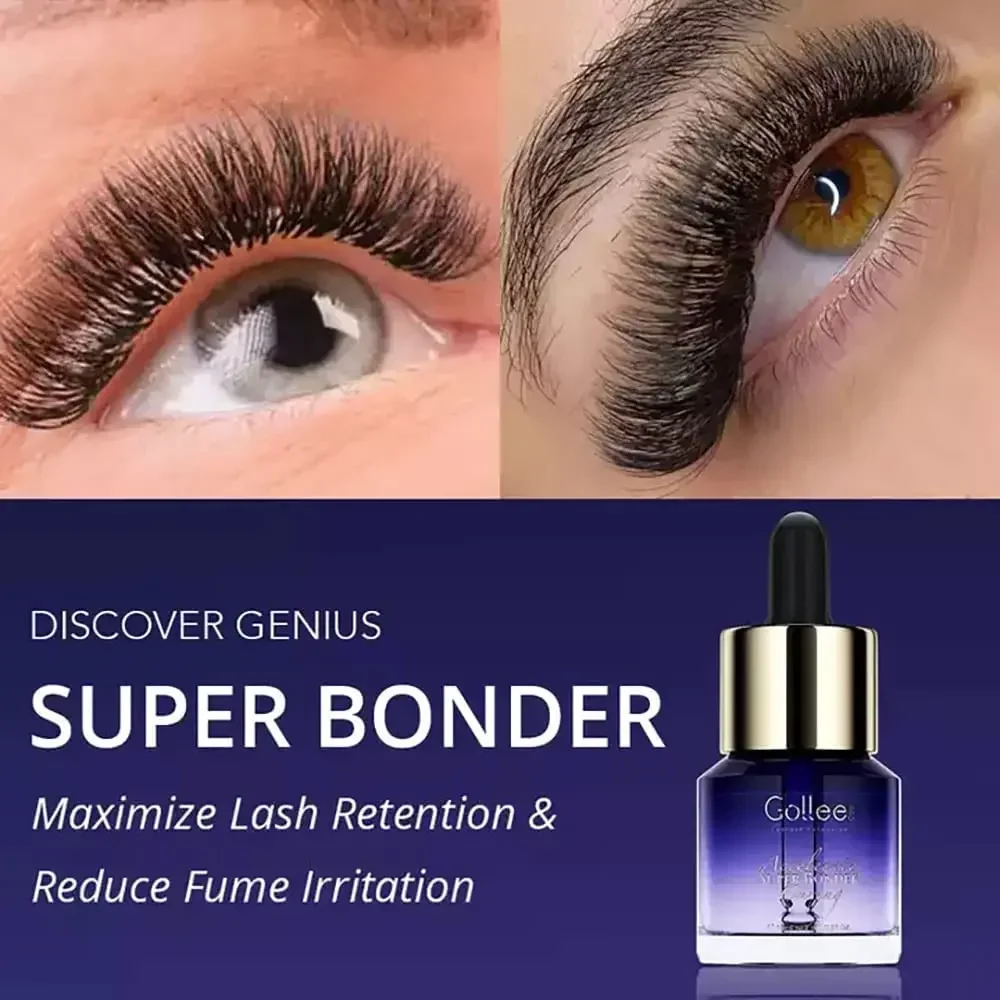 Gollee-Super Bonder Lash Sealant, Maximise la rétention des extensions de cils, Aide à la liaison de la colle, Meilleure résistance à l'huile avec la colle d'extension de cils