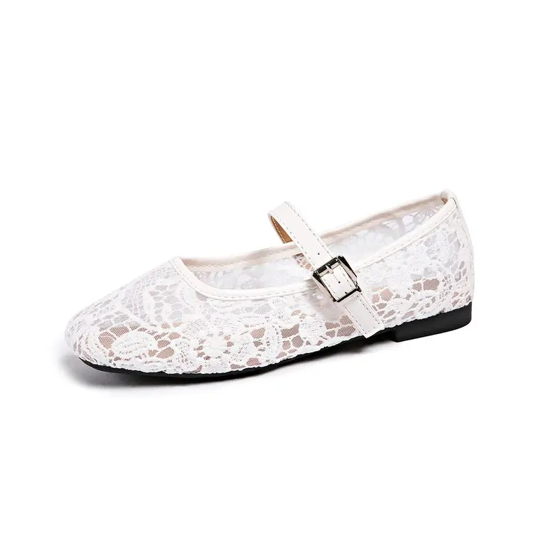 Modische Spitzen-Mary-Jane-Schuhe für Damen Lässige Bequeme Leder-Upgrade-Version Flacher Absatz Slip-On Damenschuhe – Detail 12