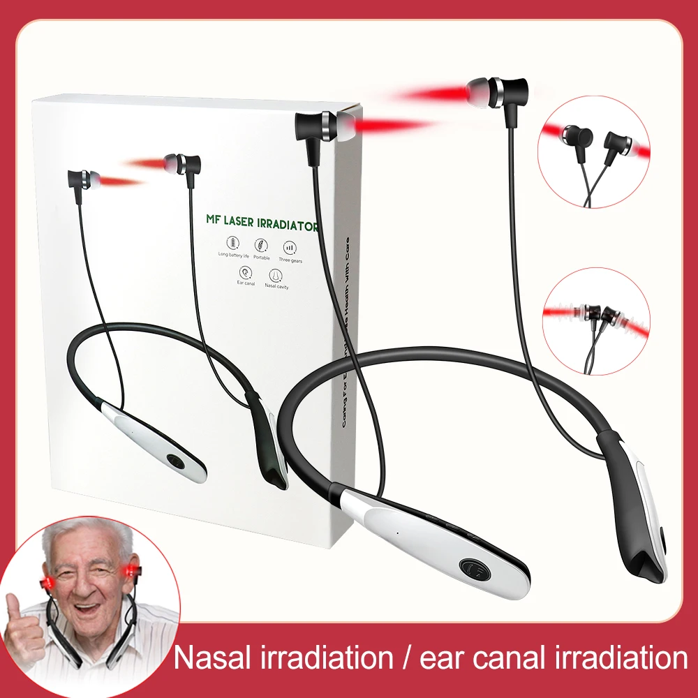 2 In 1 Ear Nasal Red Light Therapy Device Multifunctional Neck Hanging 650nm Ear Nasal Care Ear Canal Relief for Adults Seniors