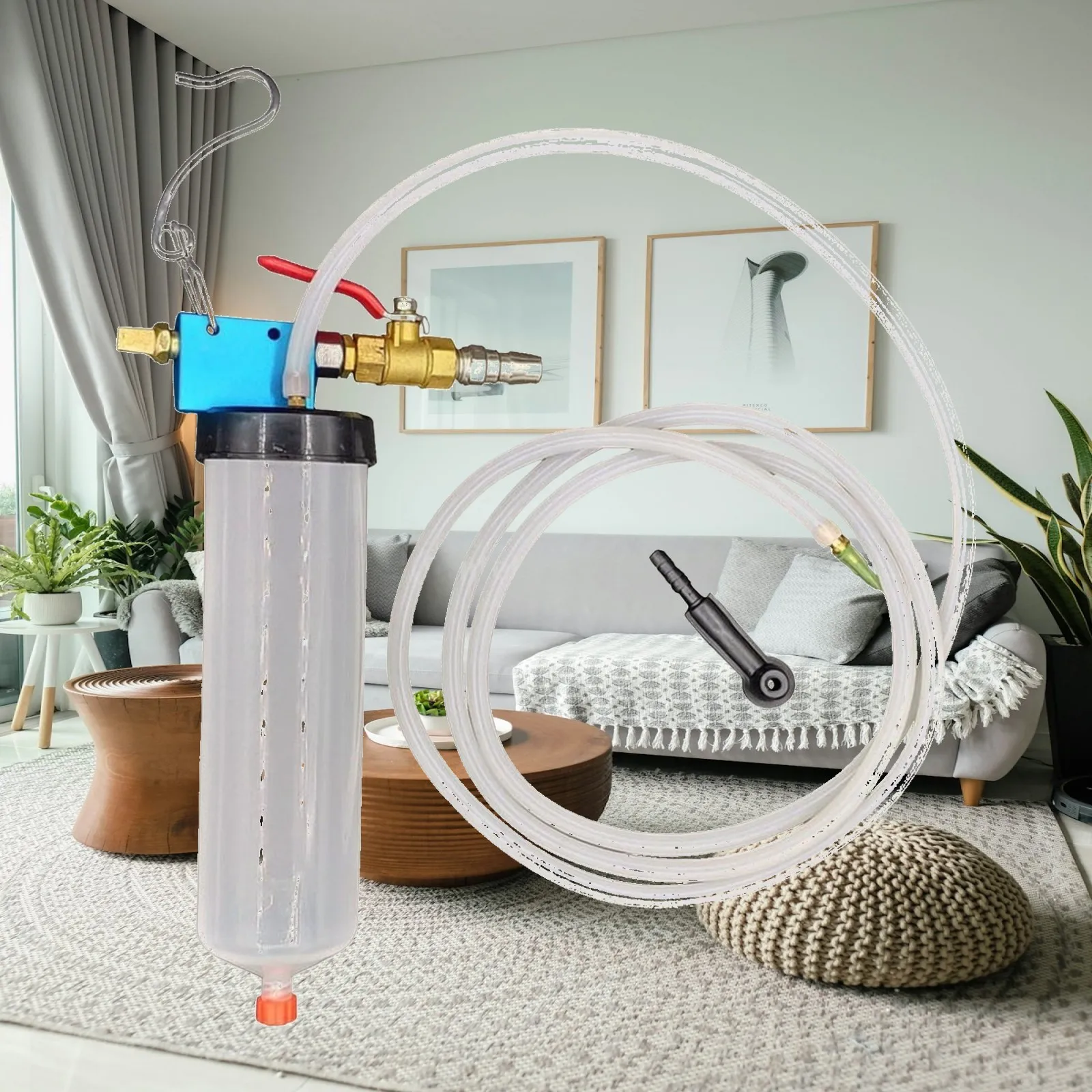 0.3L Brake Bleeder Pneumatic Fluid Remover with 185cm Tube and Hook for Garage Mechanic Use