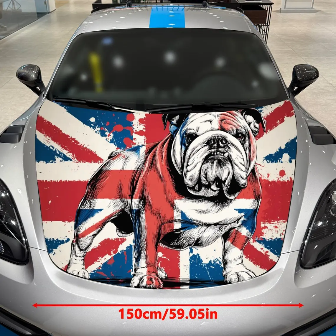 National Flag Element Bulldog Car Hood Stickers, Fashion Modified Car Decorative Film Paper, Self-adhesive Wear-resistant Sticke