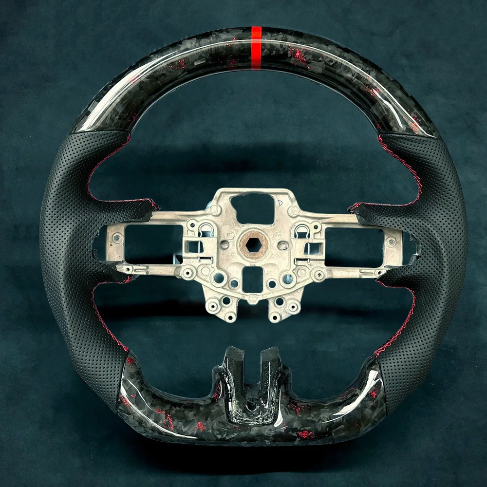 Custom Forged Carbon Fiber Steering Wheel with Trim with Heated for Ford Mustang 2015 2016 2017