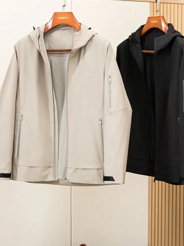 

Легкая теплая мужская повседневная куртка с капюшоном для активного отдыха и поездок на работу, из полиэстера, с длинными рукавами, на молнии