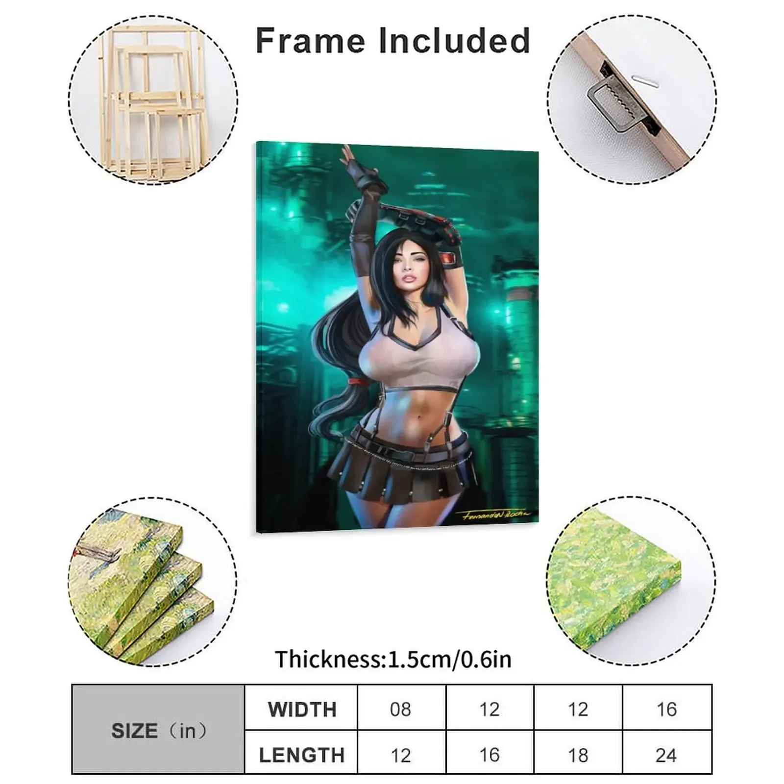 Tifa Lockhart Ffvii Remake Canvas Painting Poster Club Decoration Create Wall Cave Create Framed Wall Paintings