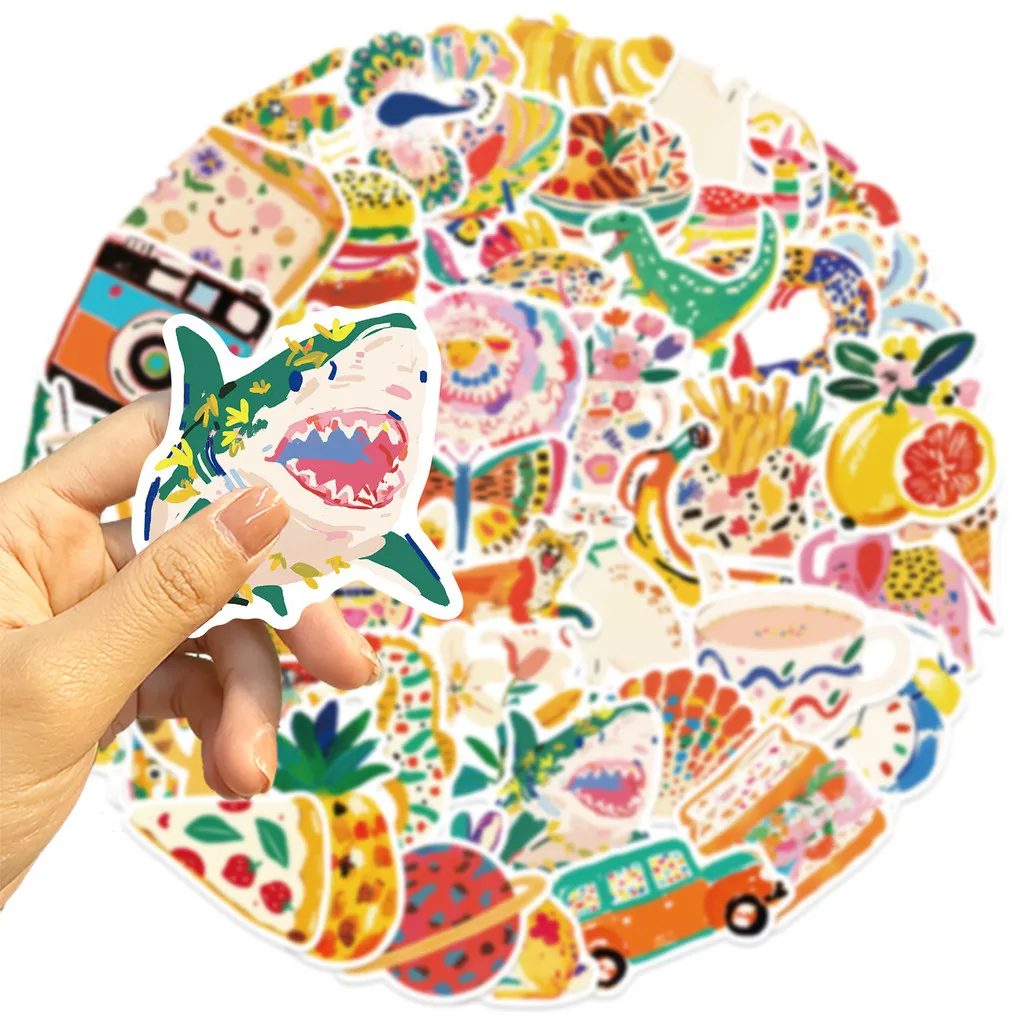 50 قطعة من ملصقات الكتابة على الجدران الملونة الكرتونية - ديكور مقاوم للماء يمكنك صنعه بنفسك للجيتار والكمبيوتر المحمول والأمتعة (متجر عوالم الرسوم المتحركة)