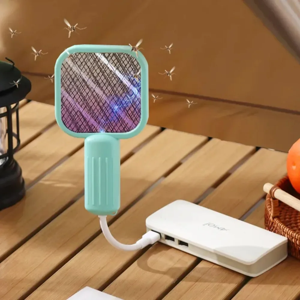 2-in-1 USB Mosquito Killer Lamp Electric Mosquito Swatter Purple Light Mosquito Trap Portable Insect Killer for Home Outdoor Cam