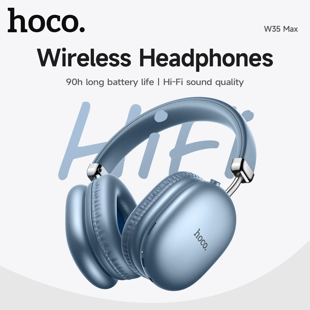 HOCO W35 Max Wireless HiFi Music Headphone 42mm Coil Speaker Candy Color Bluetooth 5.3 Sport Earphone Support AUX/TF Card Mode