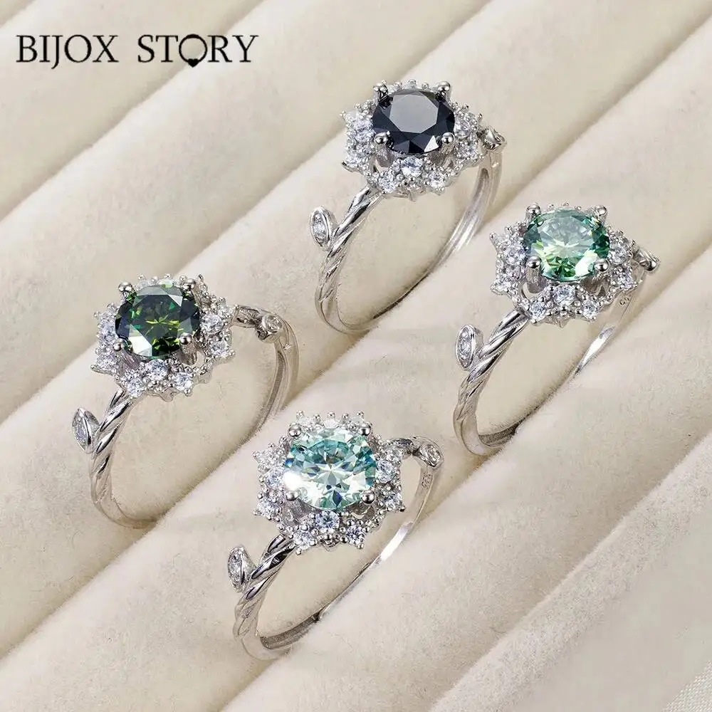 bijox-ストーリー-1ct-ラウンドカット-vvs-d-カラーモアッサナイトリング女性-s925-スターリングシルバージュエリーウェディングサイズ変更可能なリング女性のためのギフト