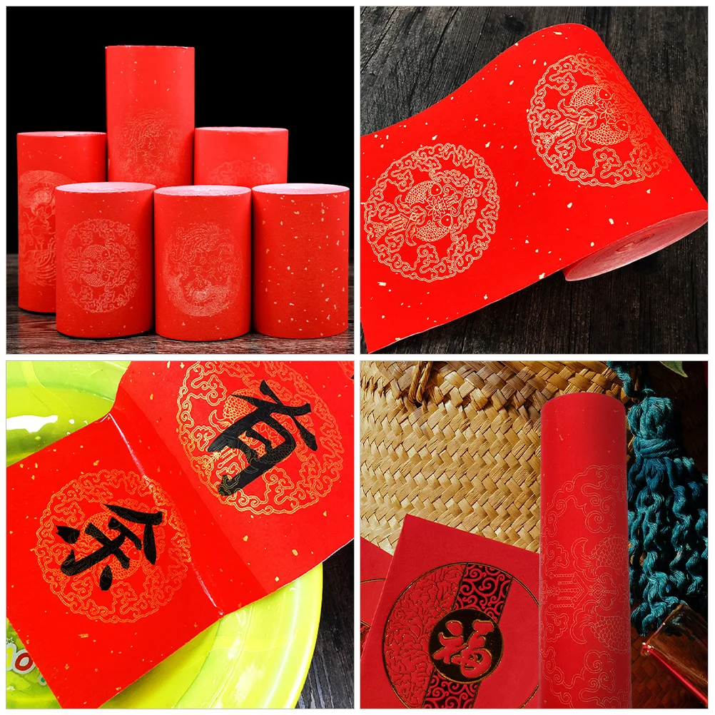 

1pcs 1 Roll Red Paper Spring Festival Couplets Scroll Chinese Blank Rice Paper For Calligraphy Painting Diy New Year Decoration