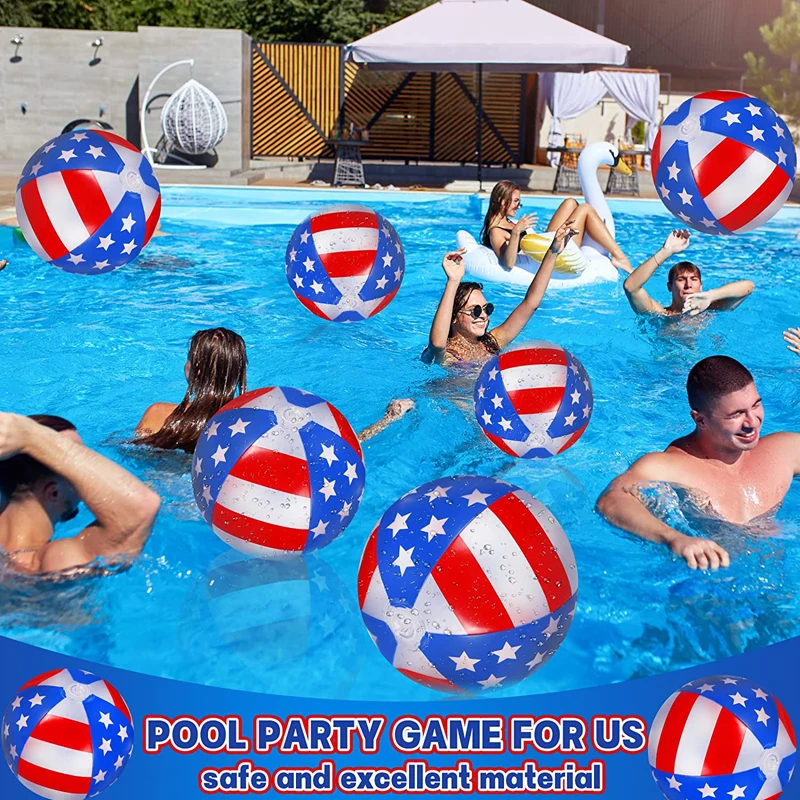 40/60cm Inflatable Beach Ball Patriotic Stars Stripes Pool Balls  American Flag Floating Ball for Independence Day Party Games