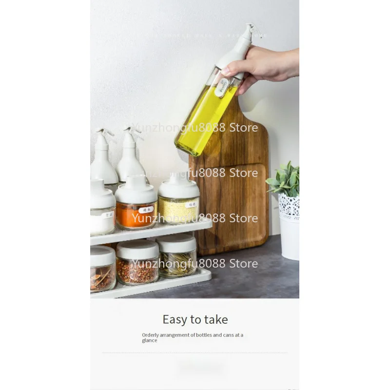 11Set of Spice Jars with Double-Layer Storage Rack, Kitchen Sealed with Labels, Soy Sauce and Light Soy Sauce Seasoning Boxes