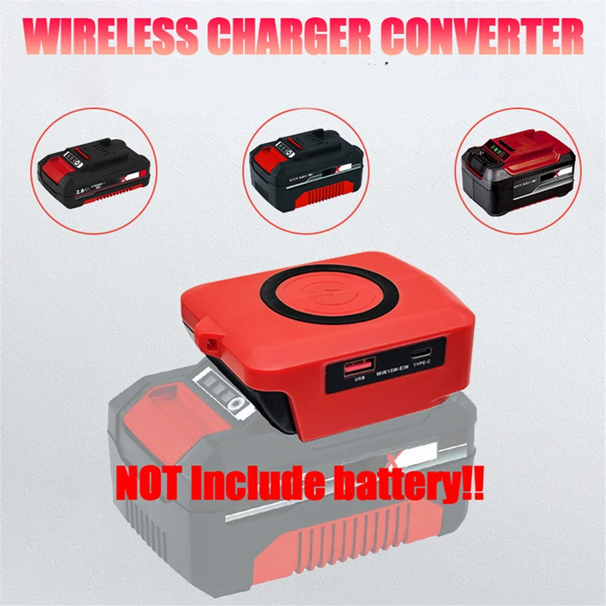 

AA25 Wireless Charger Adapter Power Bank for 18V Li-Ion Battery Charging Station with Type-C&USB Port