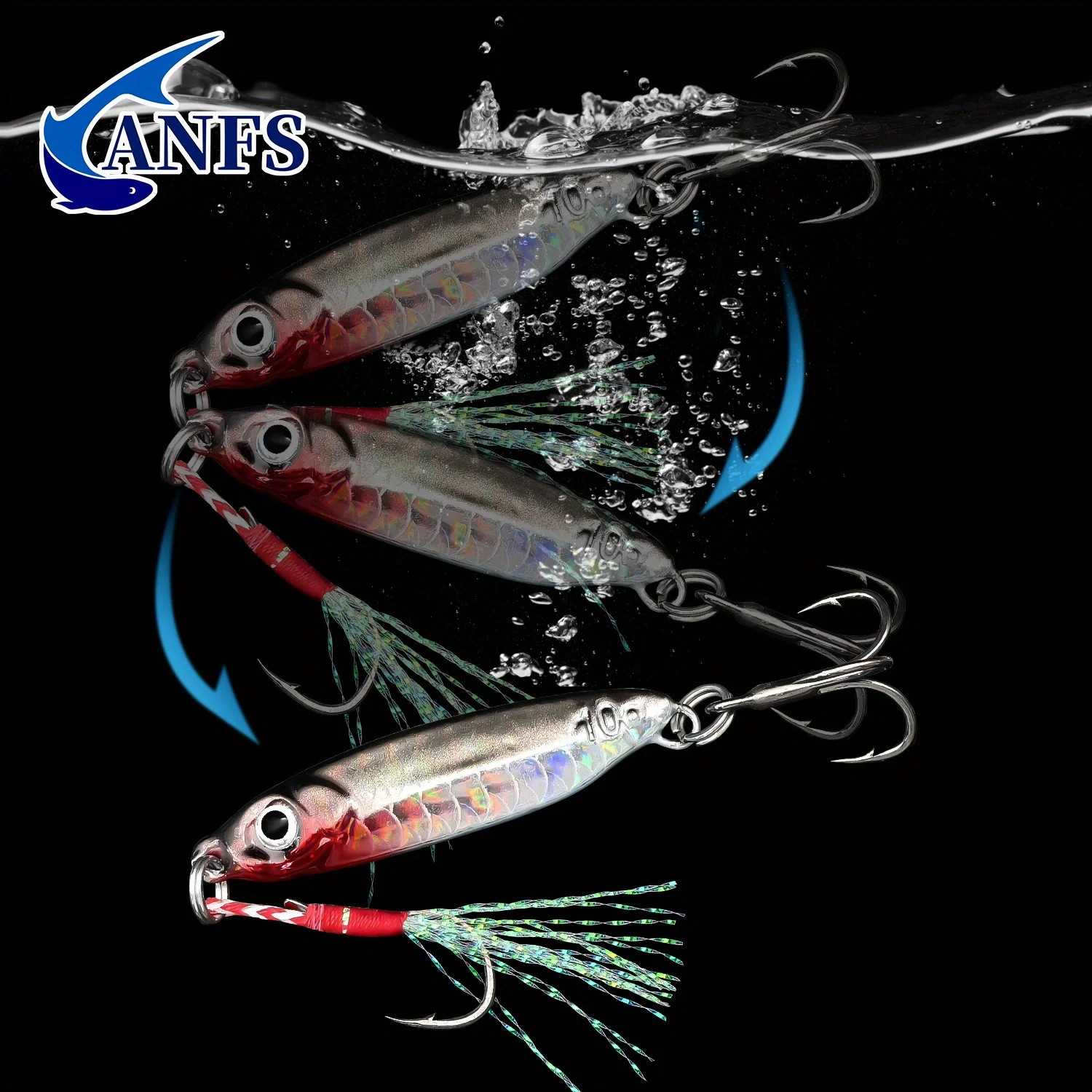 ANFS 5 قطع من الرقصة المعدنية الطويلة مع خطافات مزدوجة، طُعم مزيف VIB للمياه العذبة والمياه المالحة - هدايا رائعة لصيد الأسماك للرجال #6