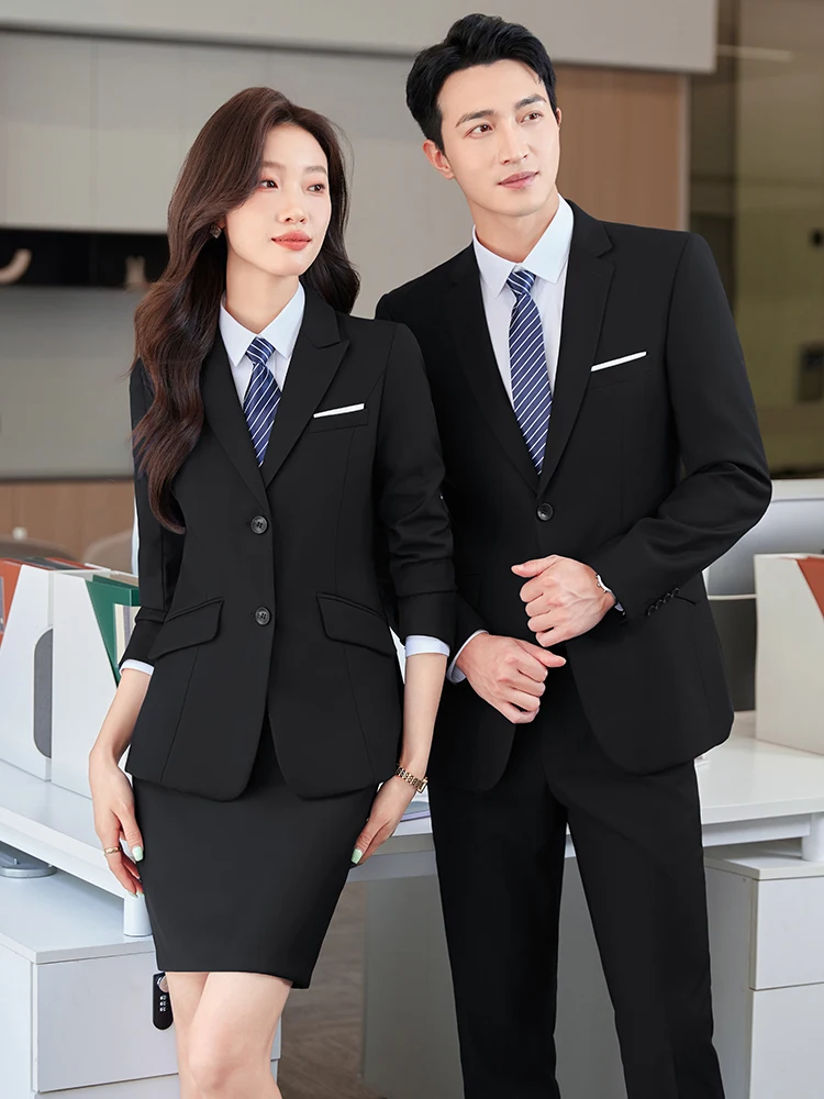 Black Suit Jacket Men Women Formal Autumn Winter New Style 4S Store Commute OL Personality Professional Workwear Uniform Set