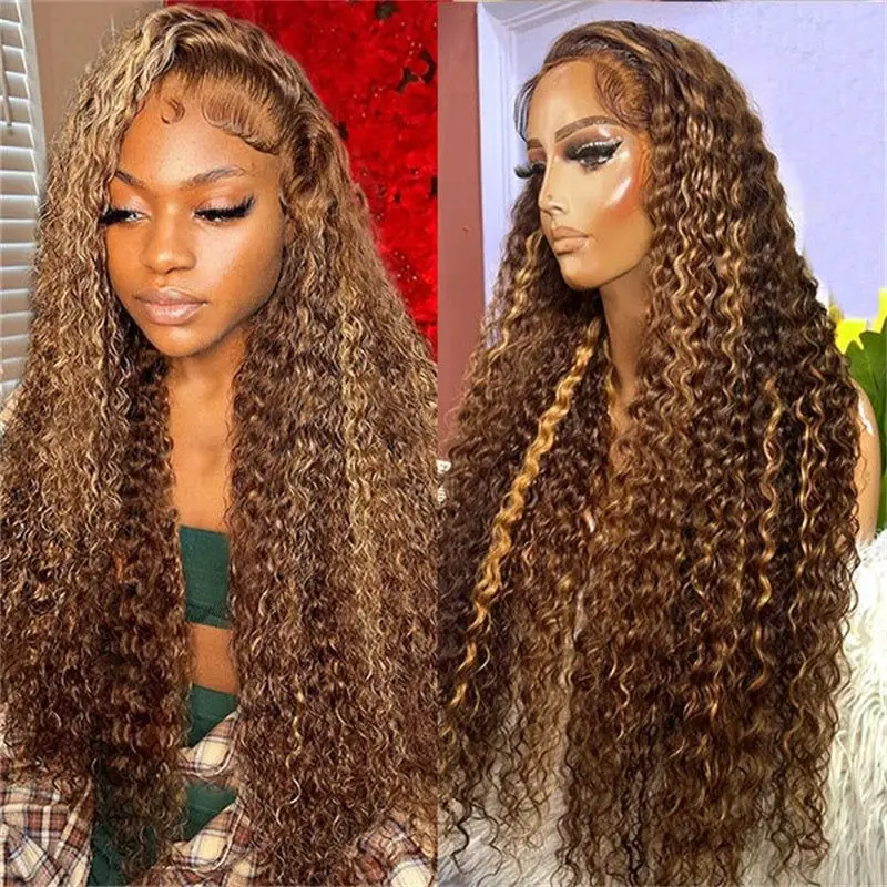 

4/27 Highlight Lace Front Wigs Human Hair 200 Density Honey Blonde Wig 13x4 Deep Wave Lace Closure Human Hair Wigs