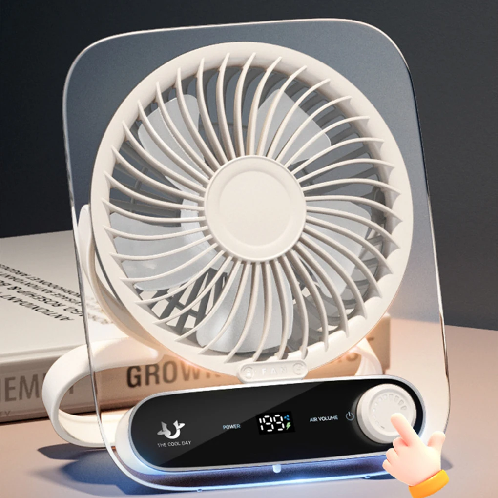 

Креативный прозрачный настольный вентилятор Ультратонкий бесшумный цифровой дисплей Портативная зарядка через USB Ручной настенный мини-электрический вентилятор