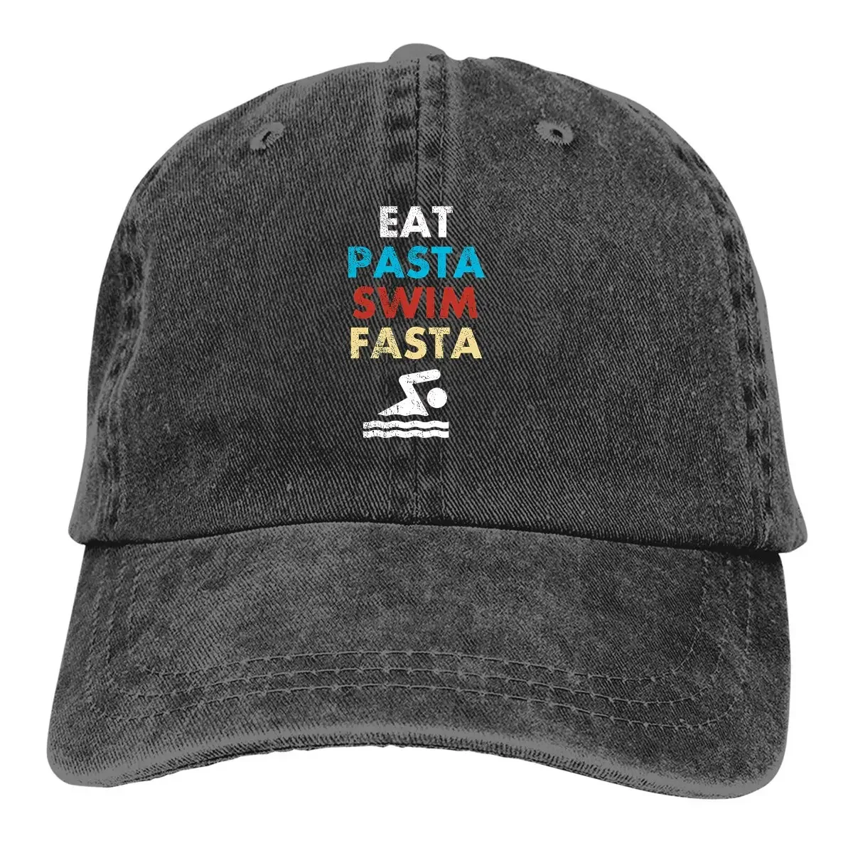 Eat Pasta Swim Fasta Baseball Cap Men Hats Women Visor Protection Snapback Swim Caps