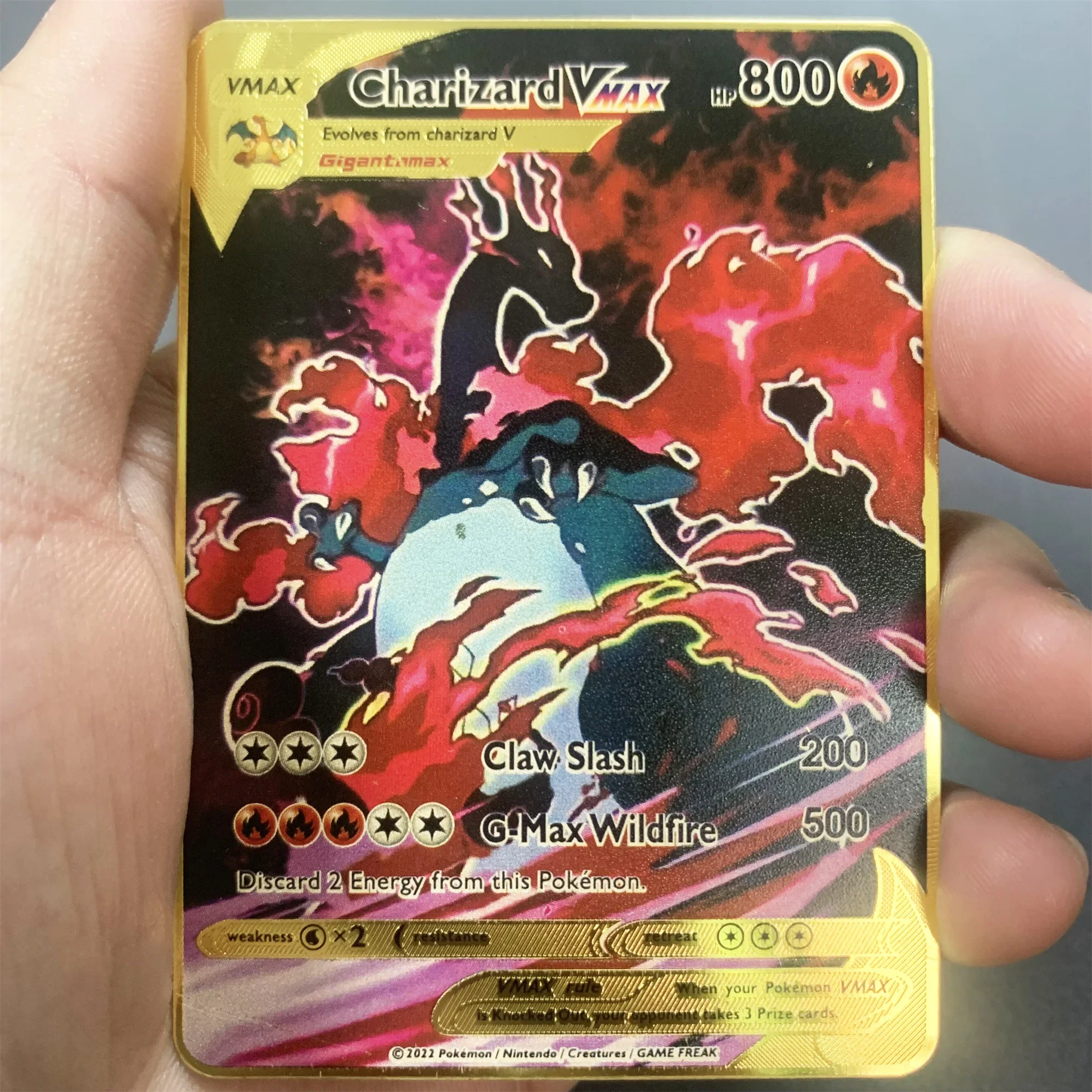 Cartes Pokémon Metal, 10000 Points Arc192., Vmax Gx, Pikachu, Charizard, Carte Or, Édition Limitée, Collection de Jeux pour Enfants, Cadeau DIY