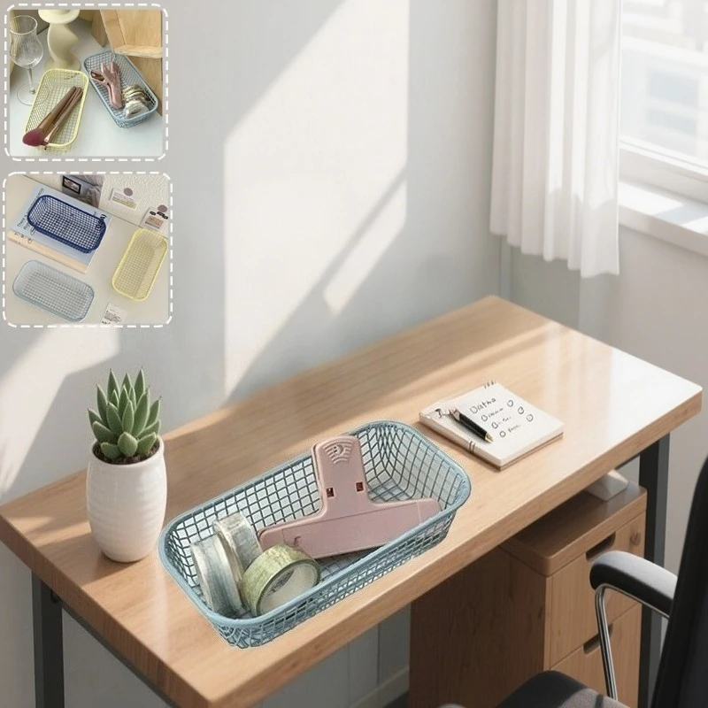 

1PC Ironwork Desktop Storage Box Sundries Organizer Basket Photocard Case Office Stationery Home Supplies Make Up Sorting Holder