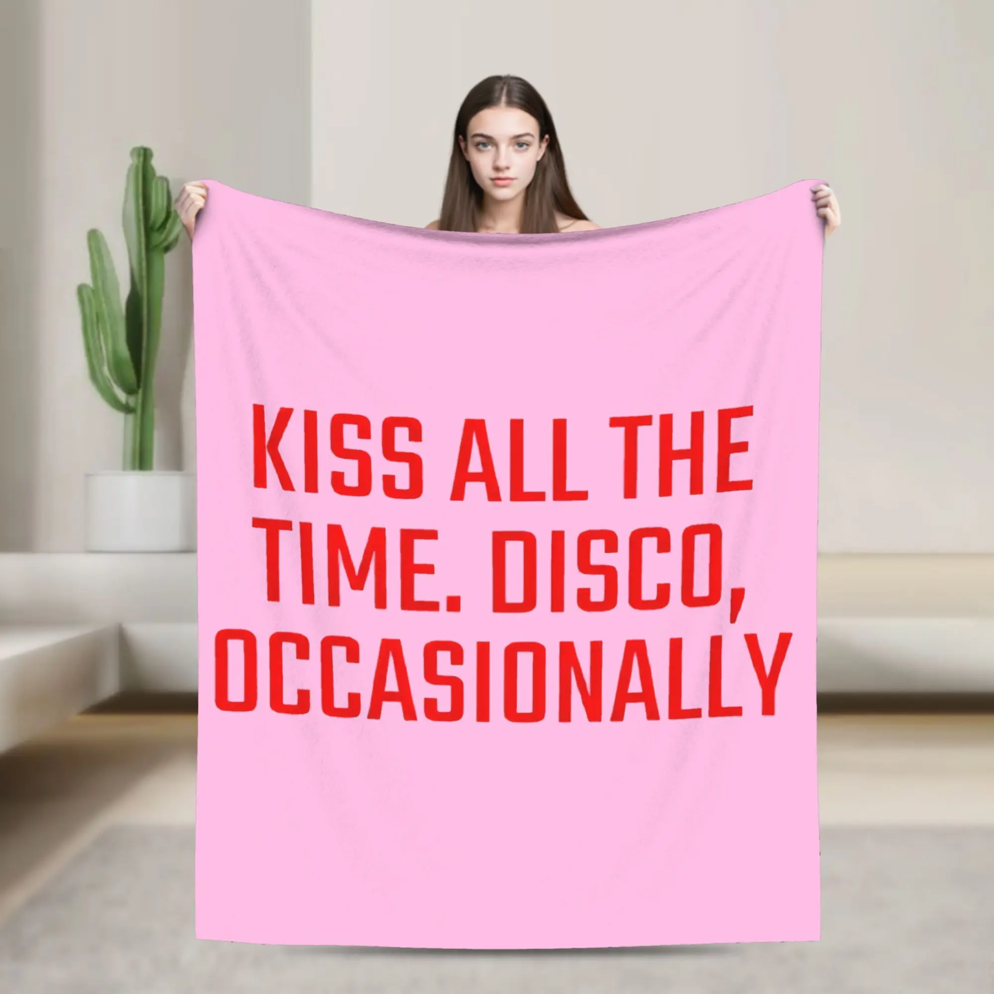 Kiss All The Time Disco Flannel Blanket Harrys Singer Styles Novelty Throw Blankets for Bed Sofa Couch 125*100cm Quilt