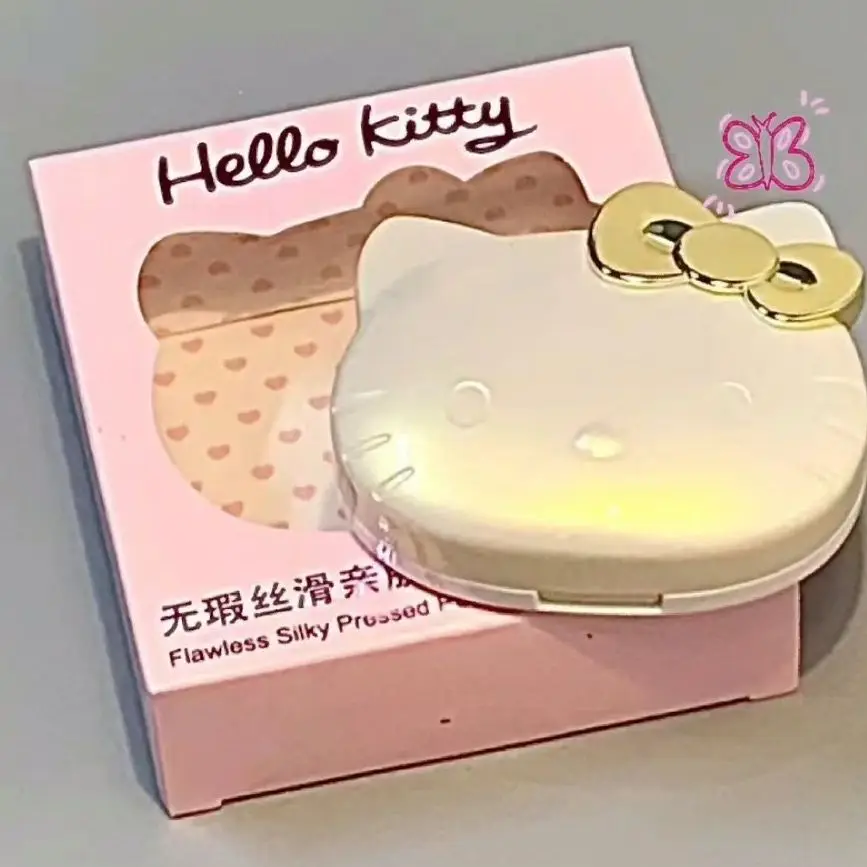 

Hello Kitty Flawless Silky Skin-Friendly Powder with Mirror Makeup Concealer Grinding Effect Is Excellent Gift for Girls Women