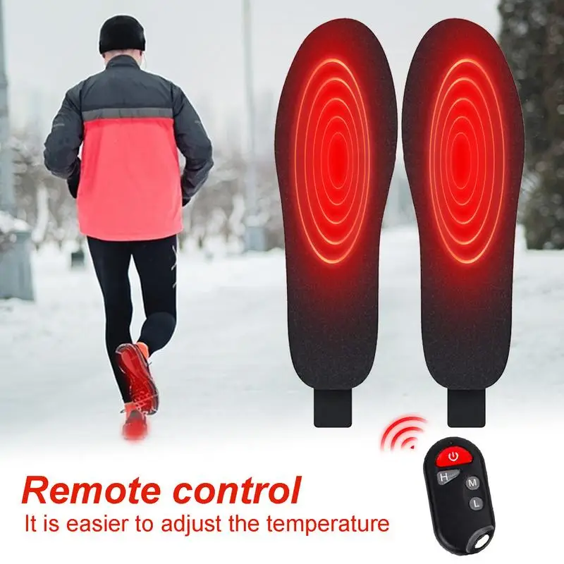 Heated Rechargeable Insoles 2000Mah Heating Insoles Remote Control Foot Warmer Insoles Shoe Inserts Washable Warm Insoles for