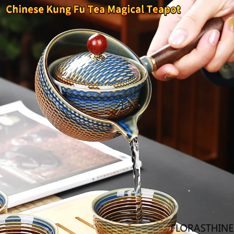 Ceramic Teapot Chinese Gongfu Tea Pot 360 Rotation Tea Infuser Maker Portable Single Pot 160ml Chinese Gongfu Supplies