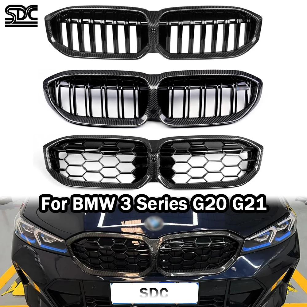 

Real Carbon Front Grills For BMW 330i M340i 320i Touring G20 G21 2020-25 Prepreg Dry Carbon Fibre Front Bumper Kidney Grille