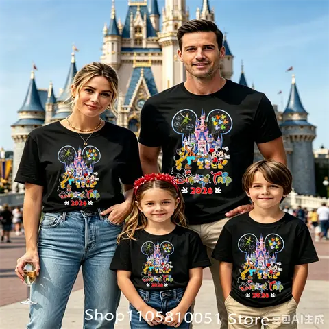 2026 Summer Graphic T-shirt Parent-child Family Adult Children Fashion Short-sleeved Loose Casual Shirt