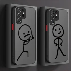 Cartoon Matchman Matte Hard Case For Samsung Galaxy S24 S23 S22 Ultra S21 S20 FE S10 Plus A15 A25 A35 A55 5G Note 20 10 Cover