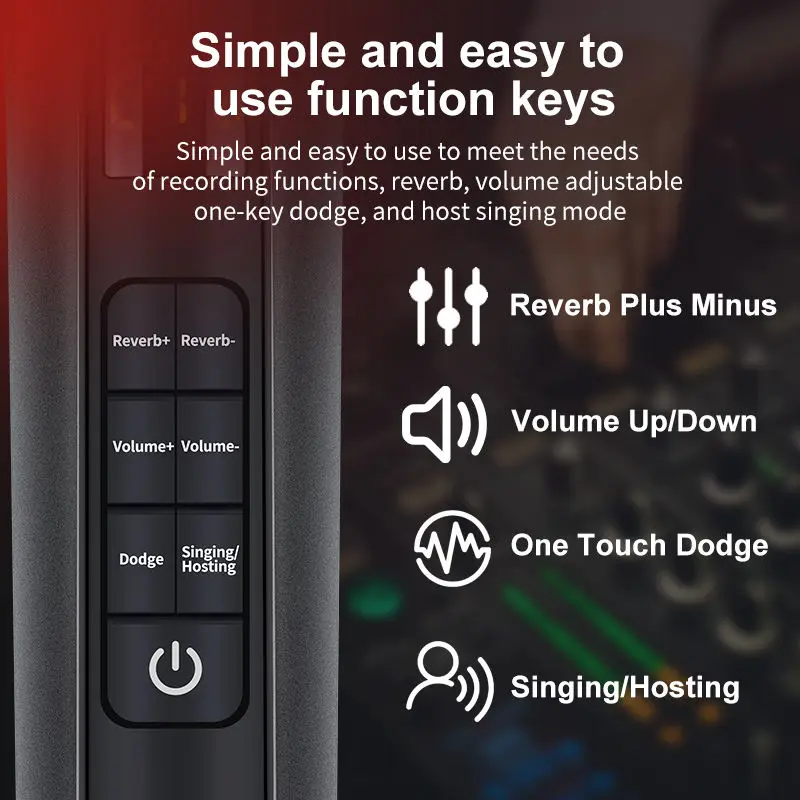 H20 Microphone with Sound Card Effects All-in-One Microphone Reverb Connecting Cell Phone for Podcast Equipment Live