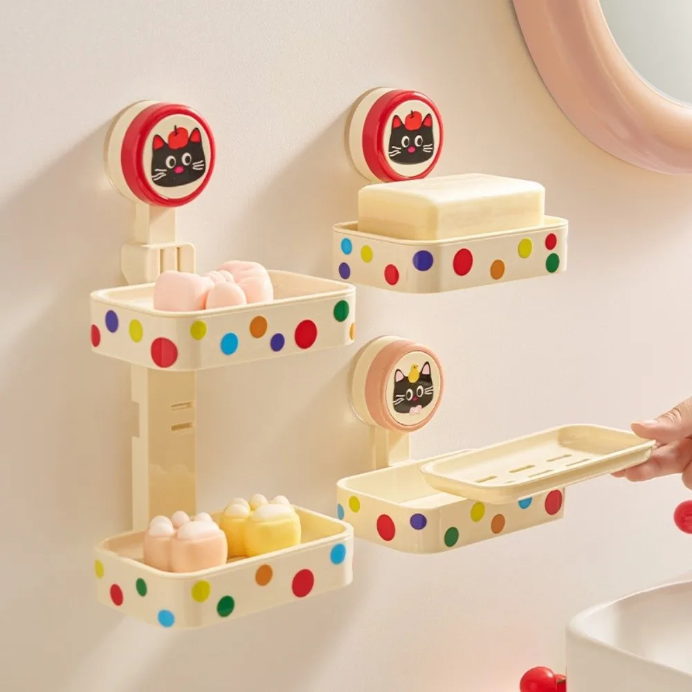 

Drain Box Plastic Suction Cup Soap Box Cartoon Quick Drain Soap Drain Box Non-Perforated Space Saving Soap Rack Toilet