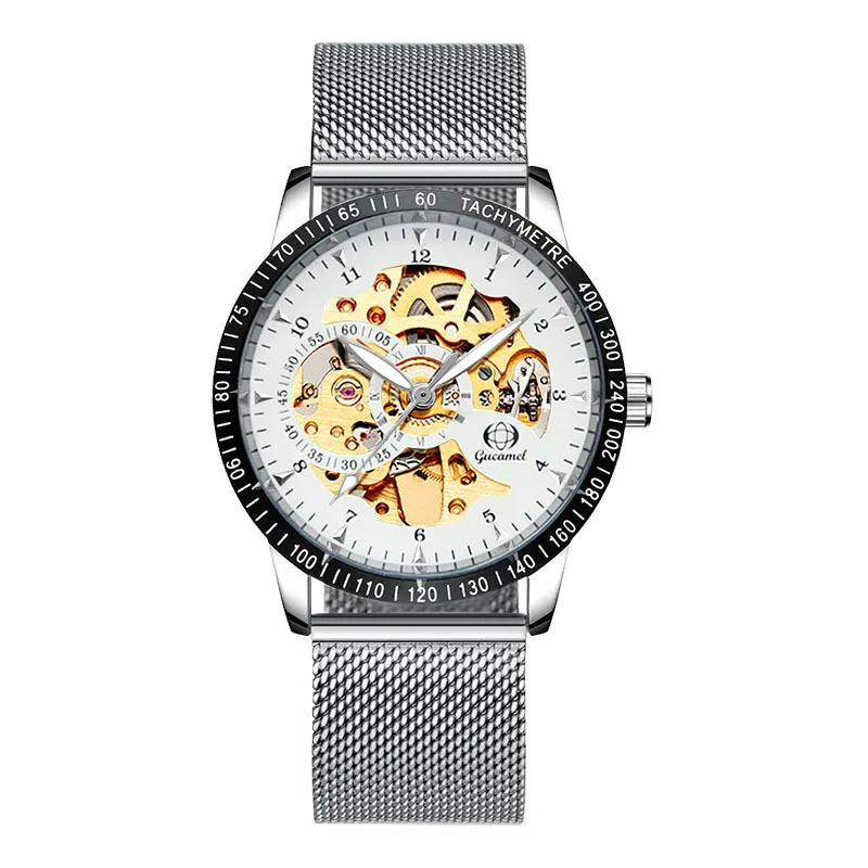 

Automatic mechanical watch, business hollow fashion men's watch mesh strap watch, mechanical men's watch