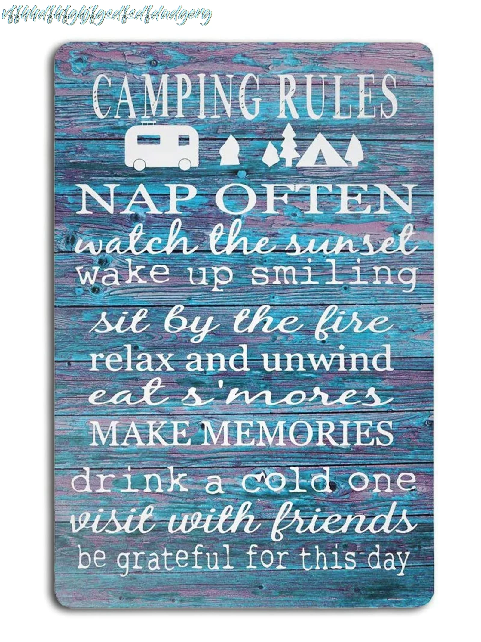 Camping Decor Vintage Metal Tin Signs Bar Campsite Lake House Cabin Wall Decor Art 8x12 Inch,Camping Rules sign