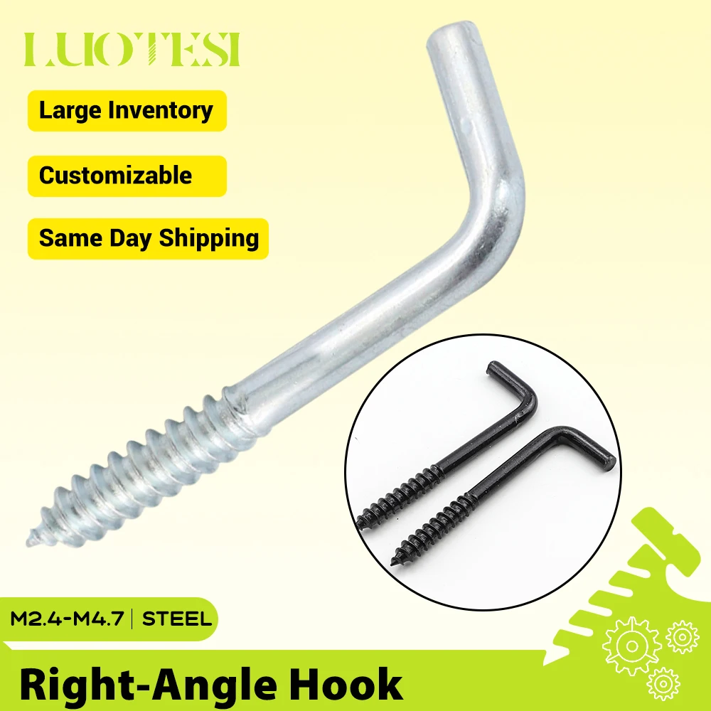 L Shaped Screw Hooks Black Zinc Plated/Blue White Zinc Plated M2.4 M2.5 M2.8 M3.4 M3.7 M3.8 M4.7 7 Shape Right Angle Hooks