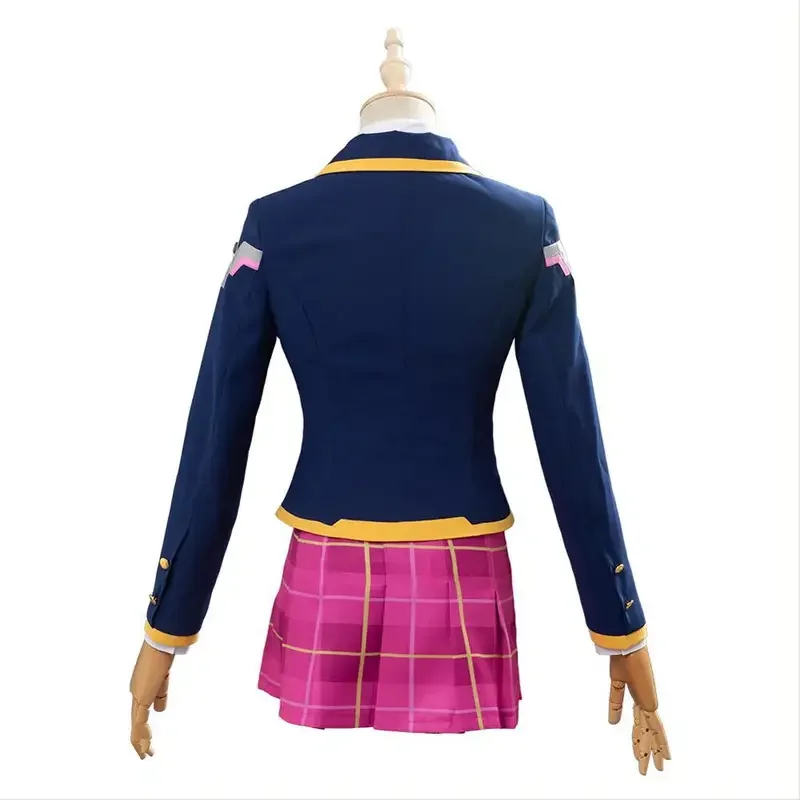 FC6Game Overwatch D.Va Cosplay Costume School Uniform Suit For Women Full Set Coat Shirt Skirt Socks Tie Halloween Carnival@FC8！