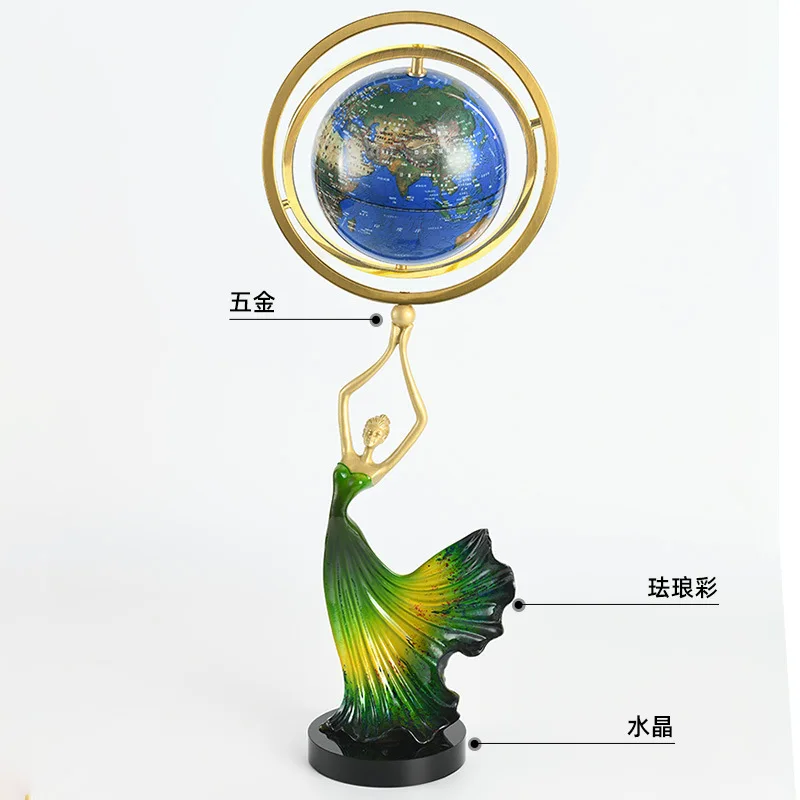 Creative Quicksand Painting Ornament Lucky Muse Globe Sculpture Ornament Living Room Office Modern Art Hourglass
