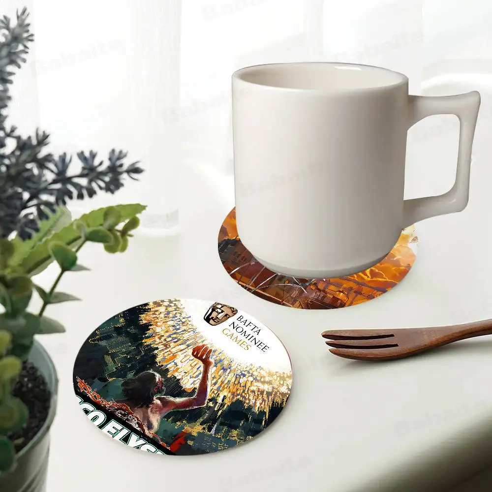 Classic Games D-Disco Elysium Themed Wooden Coaster Non-Slip Heat Resistant Dining Table Decoration Cafe Restaurant Unique Gift