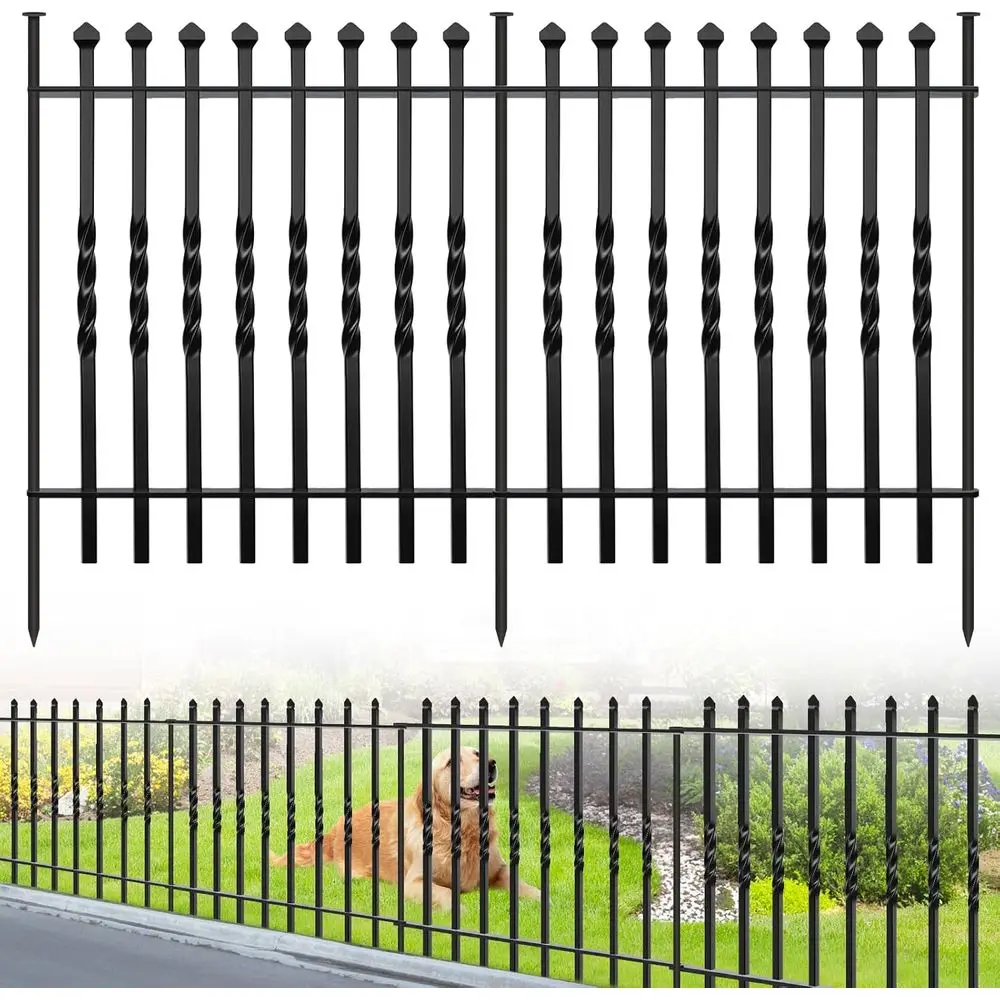 

10 Panels Decorative Garden ence, 32in(H)×24t(L) Heavy Duty Outdoor Dog ence Rustproo Metal Square Tube No Dig Animal Barrier Bo