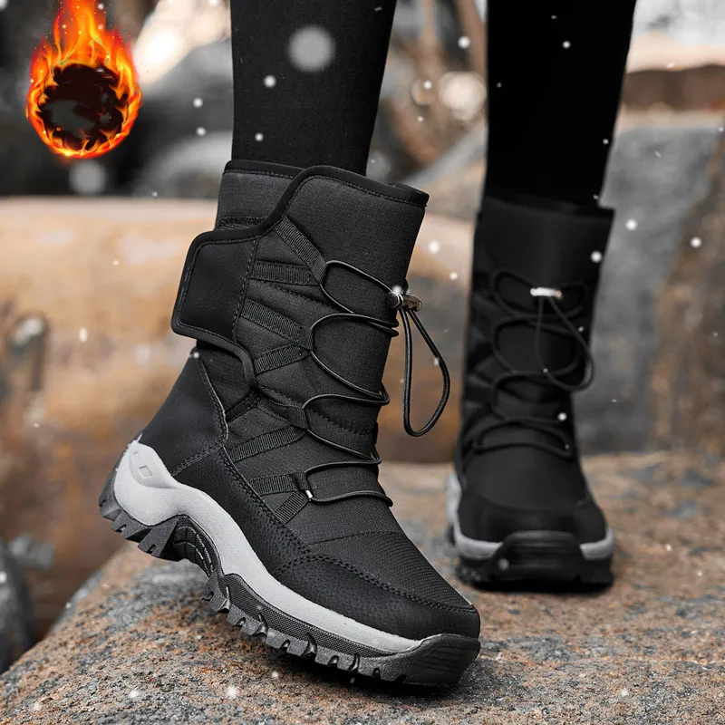 Winter Boot Women Snow Shoes Trendy Black Ankle Boots Waterproof Snow Boots Female Warm Fur Fashion Outdoor Boots Platform