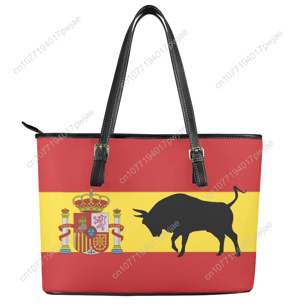 Spanish Bullfighting Graphic Custom Handbag Womens Men Personalized Tote Bag Shoulder Bag Business Leather Purse Travel Bag Gift