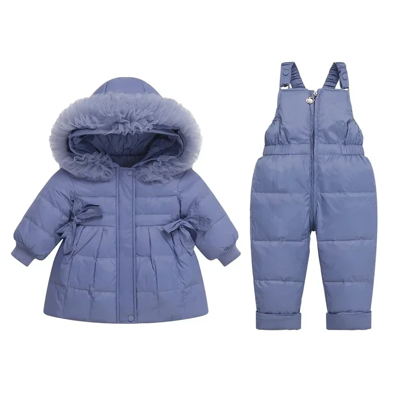 Children Down Coat Jacket+jumpsuit Kids Toddler Girl Boy Clothes Down 2pcs Winter Outfit Suit Warm Baby Overalls Clothing Sets