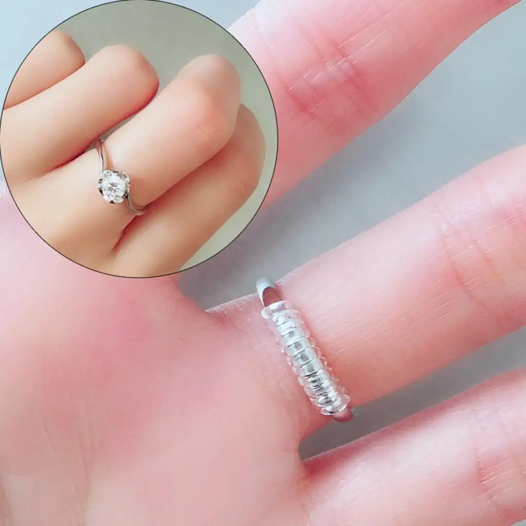Adjustable Ring Size Reducer Spiral Ring Sizer Ring Tightener Jewelry Tool for Loose Rings Fitting for Men Women