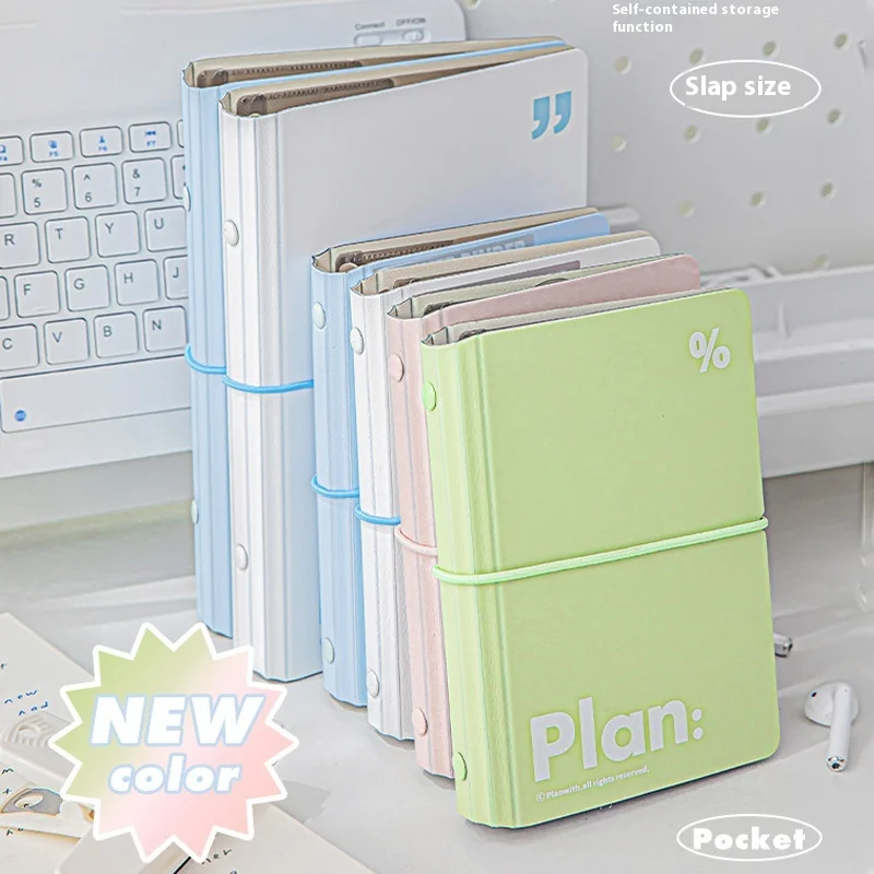 A7 Pocket Notebook Loose Leaf Mini Scrapbook 6-Ring Binder Planner Office Supplies School Students 40 Sheets Portable Notepad