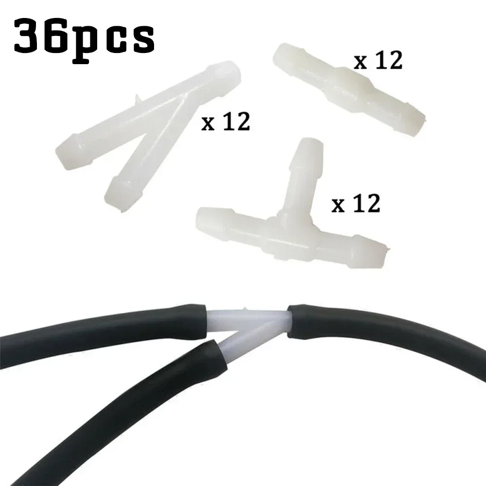 36pcs/set Car Windshield Wiper Tube T/Y/I Type Splitter Windshield Washer Hose Connector Replacement Accessories NEW