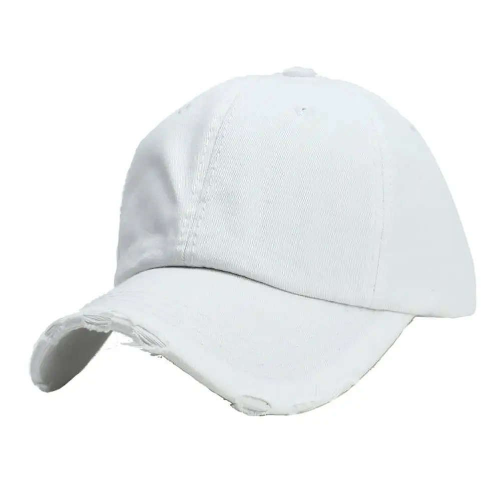 Comfy Baseball Cap  Round Top Breathable Baseball Hat  Distress Design Unisex Cap