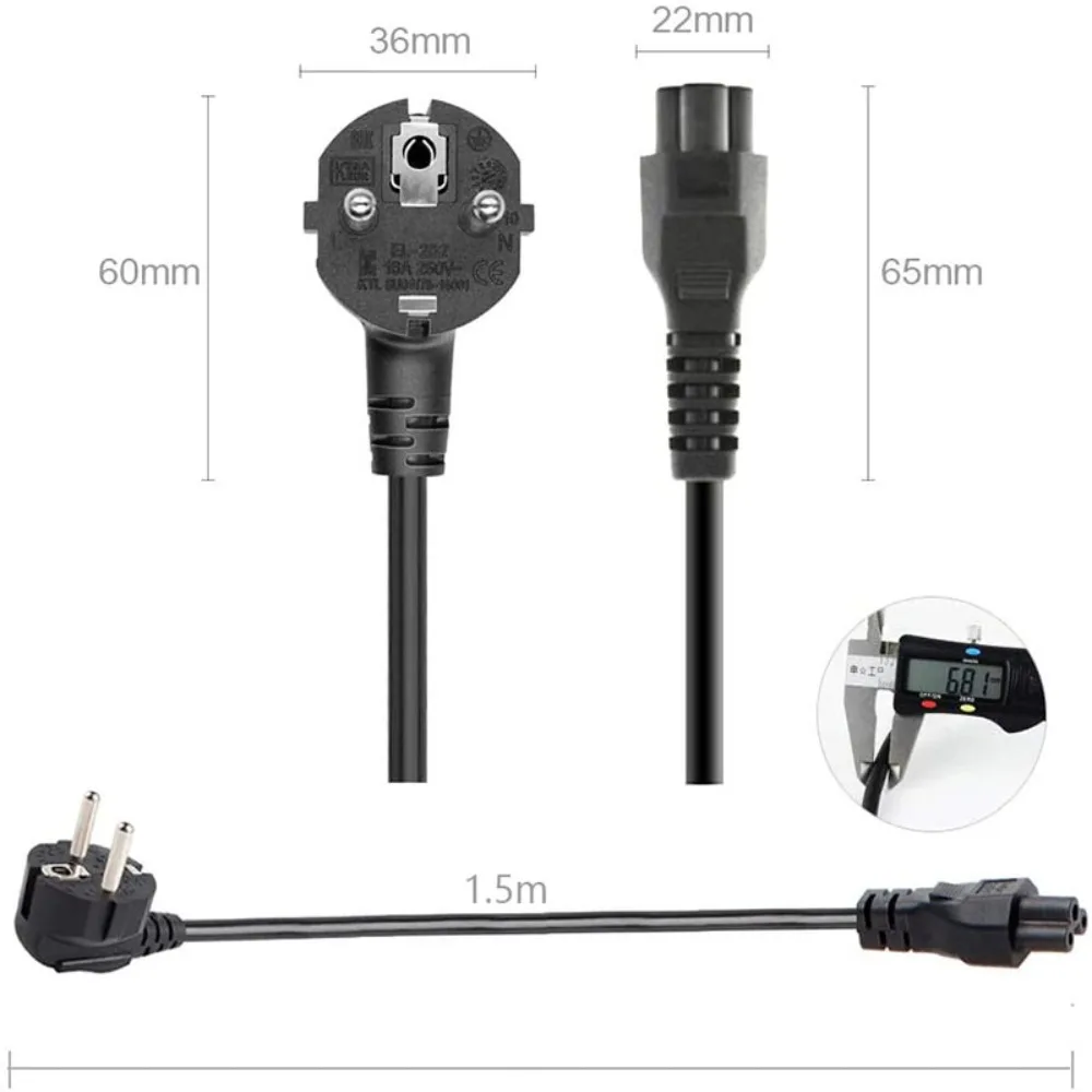 

Cable European Standard Charge Cord Laptop Charging Cable Power Adapter Cord Power Supply Wire Power Supply Adapter Cord