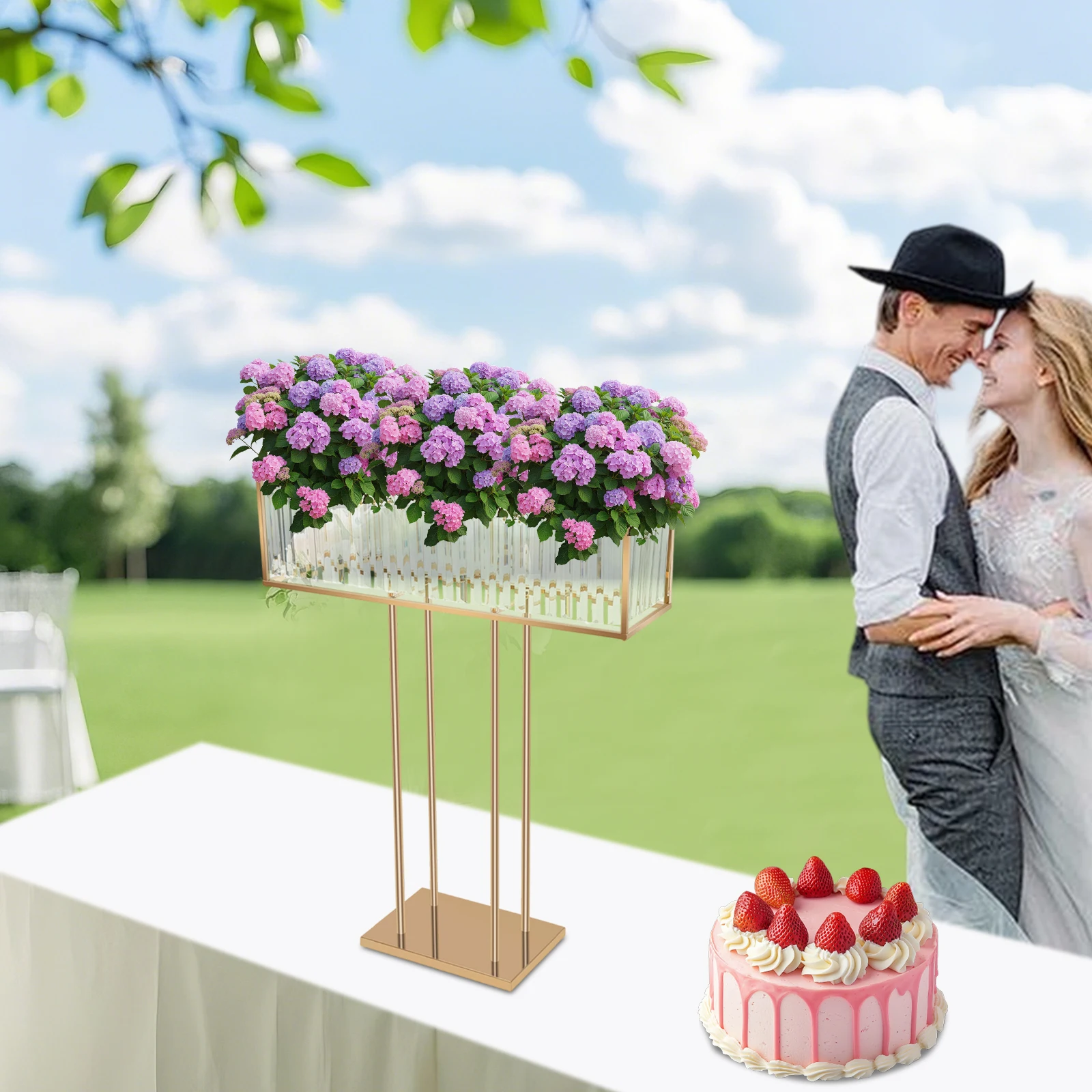 

DIY Floral Bouquet Holder, Wedding Crystal Flower Stand, Sparkling Crystal Pendant Wedding Aisle Guide Stand, Tabletop Wedding Centerpiece
