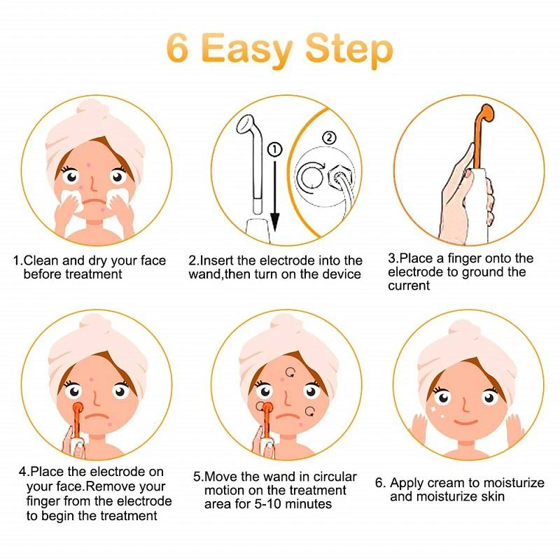 Portable 4 In 1 High Frequency Electrotherapy Handheld Facial Wand Multi-Function Face Device Machine For Face Care And Hair